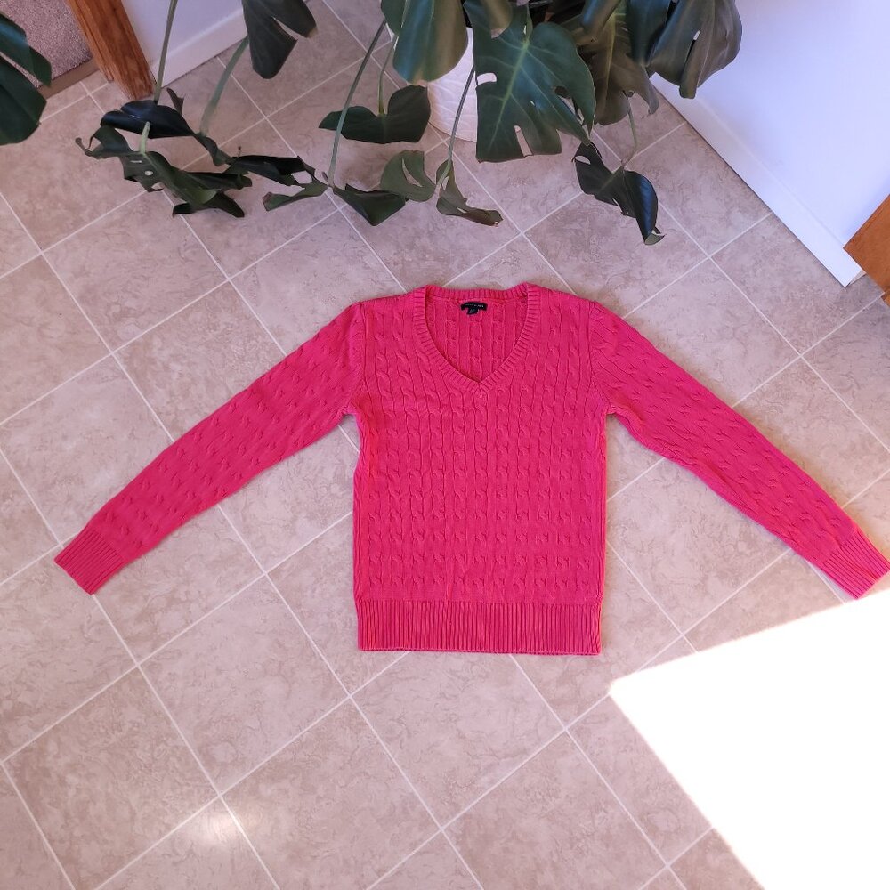 Tommy Hilfiger Cotton Cableknit V-Neck Sweater